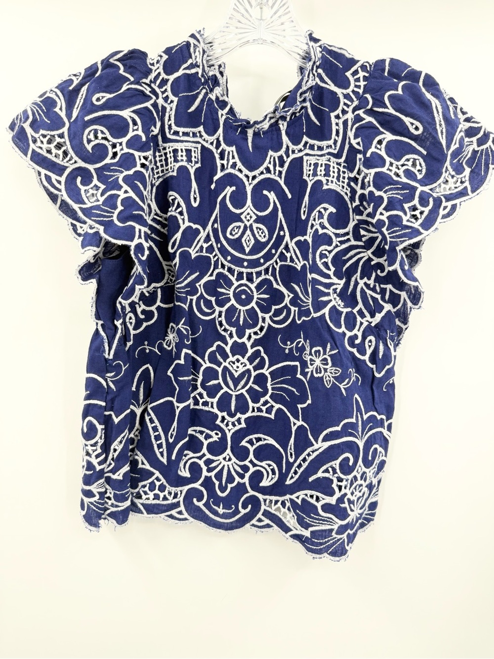 Anthropologie NWT Women's Laine High-Neck Lace Cutwork Blouse Size XS